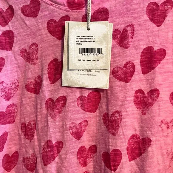 Magnolia Pearl Cotton Jersey Oversized Candy Heart Francis Hi/Lo Top 2448 - NWT - Picture 2 of 5